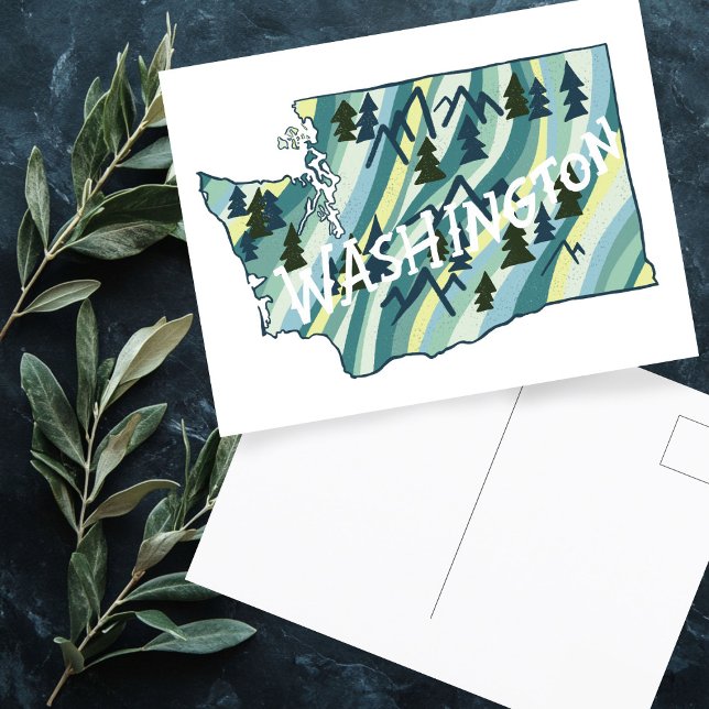Carte illustrée de l'État de Washington (Washington State Illustrated Map Postcard
)