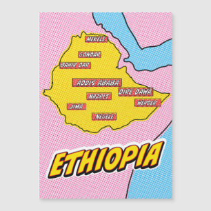 Carte illustrée de l'Éthiopie dans le style Pop Ar