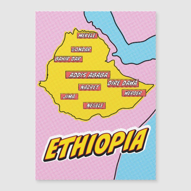 Carte illustrée de l'Éthiopie dans le style Pop Ar (Devant)