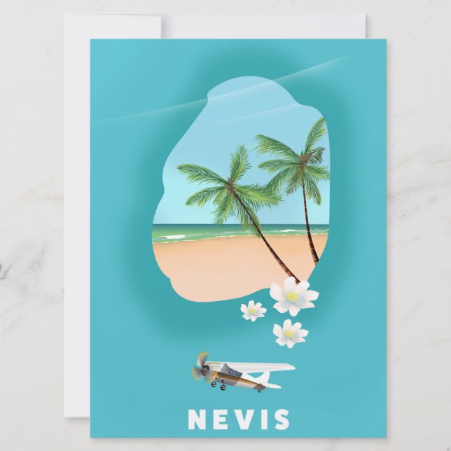 Carte illustrée de l'île caraïbe de Nevis. (Devant)