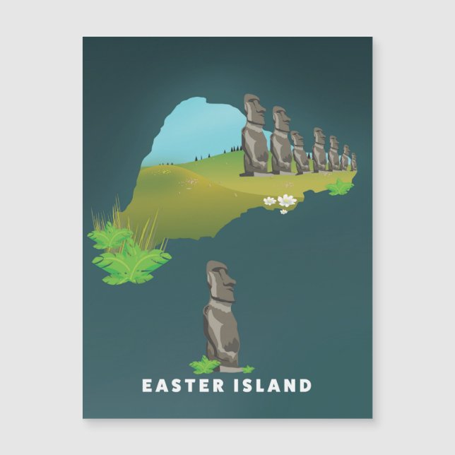 Carte illustrée de l'île de Pâques affiche de voya (Devant)