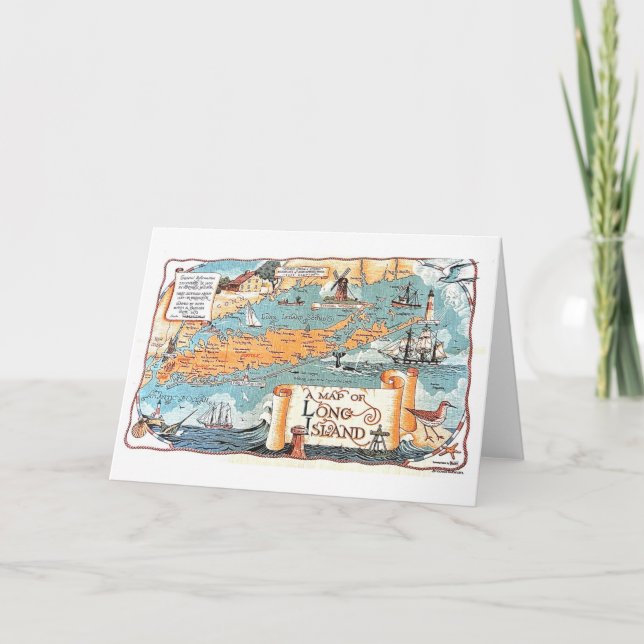Carte illustrée de Long Island sur carte (Devant)