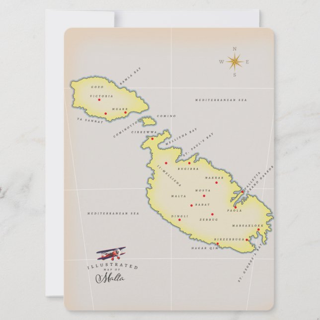 Carte illustrée de Malte (Devant)