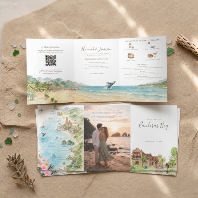 Carte illustrée de mariage de Puerto Vallarta (Créateur téléchargé)