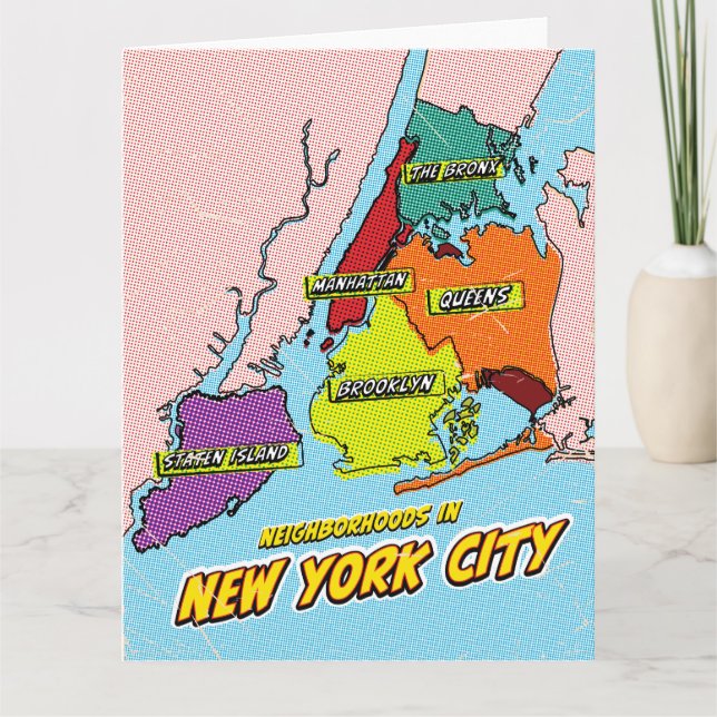 Carte illustrée de New York dans le style Pop Art (Devant)