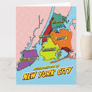 Carte illustrée de New York dans le style Pop Art