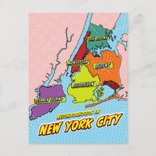 Carte illustrée de New York dans le style Pop Art