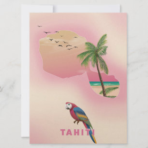 Carte illustrée de Tahiti affiche de voyage
