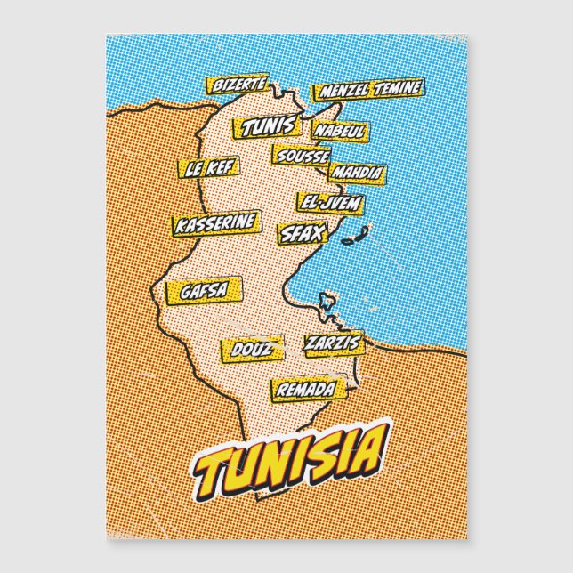 Carte illustrée de Tunisie Pop Art (Devant)