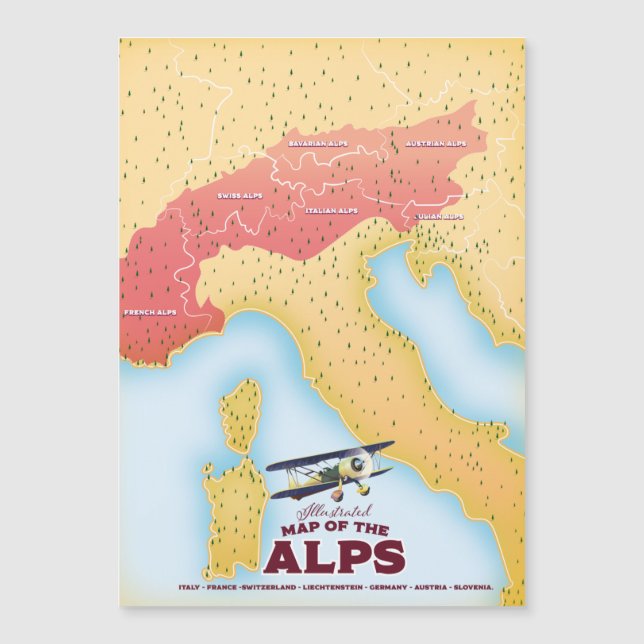 Carte illustrée des Alpes (Devant)
