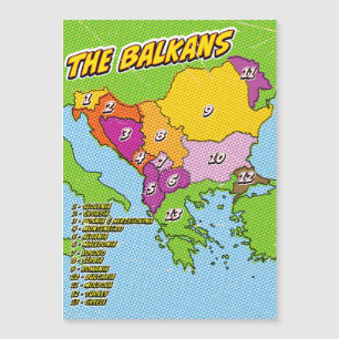 Carte illustrée des Balkans dans le style Pop Art