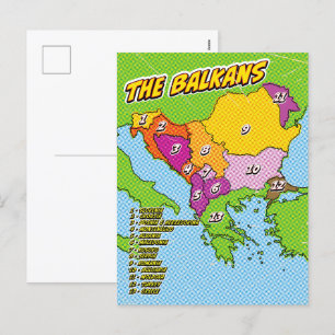 Carte illustrée des Balkans dans le style Pop Art