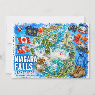 Carte illustrée des États-Unis Canada Chutes du Ni