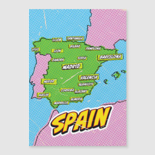 Carte illustrée d'Espagne dans le style Pop Art