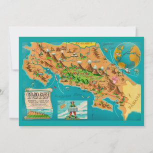 Carte illustrée du COSTA RICA 5x7