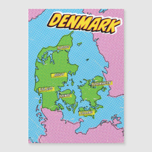 Carte illustrée du Danemark dans le style Pop Art
