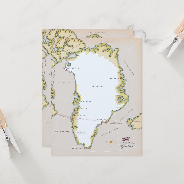 Carte illustrée du Groenland (Devant/Arrière en situation)