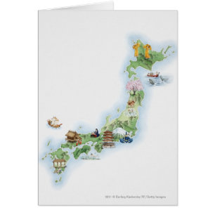 Carte illustrée du Japon antique