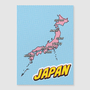 Carte illustrée du Japon dans le style Pop Art
