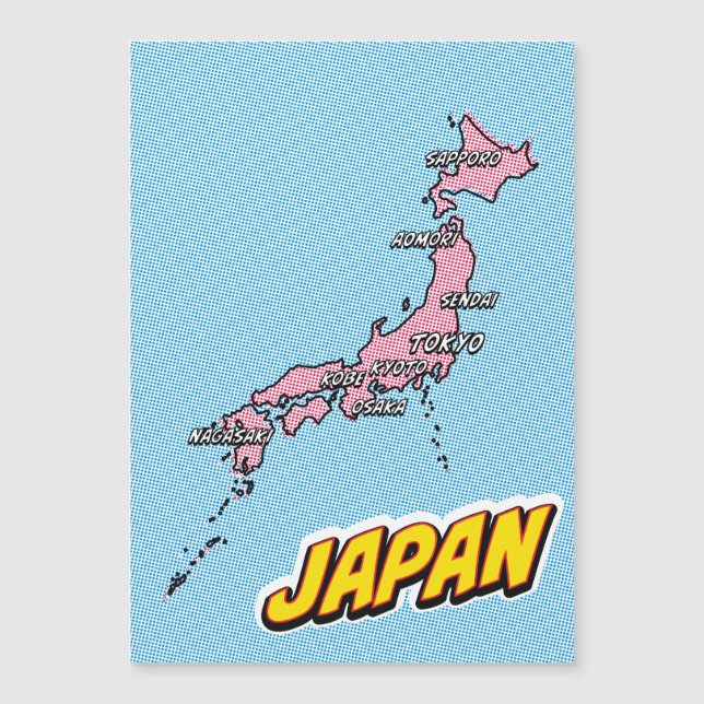 Carte illustrée du Japon dans le style Pop Art (Devant)