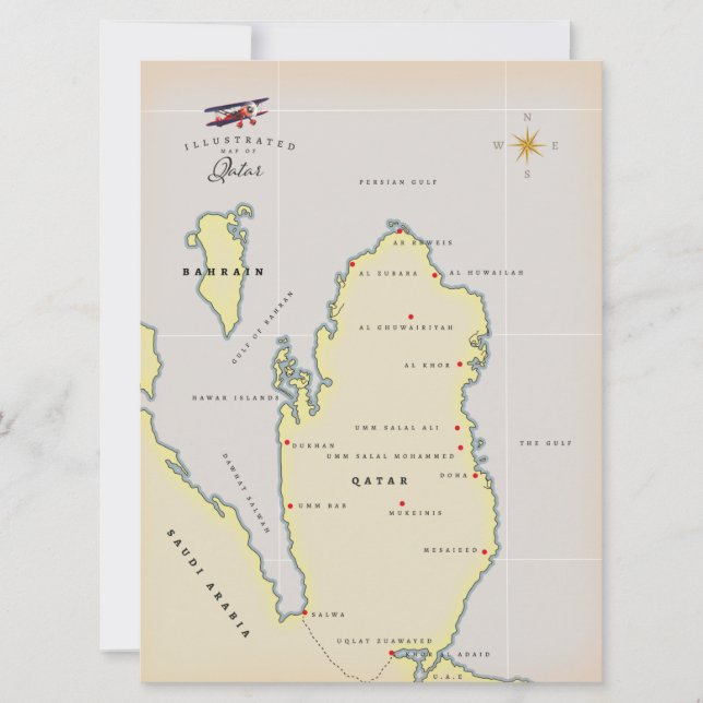 Carte illustrée du Qatar (Devant)