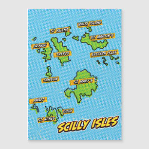 carte illustrée Pop Art des îles Scilly