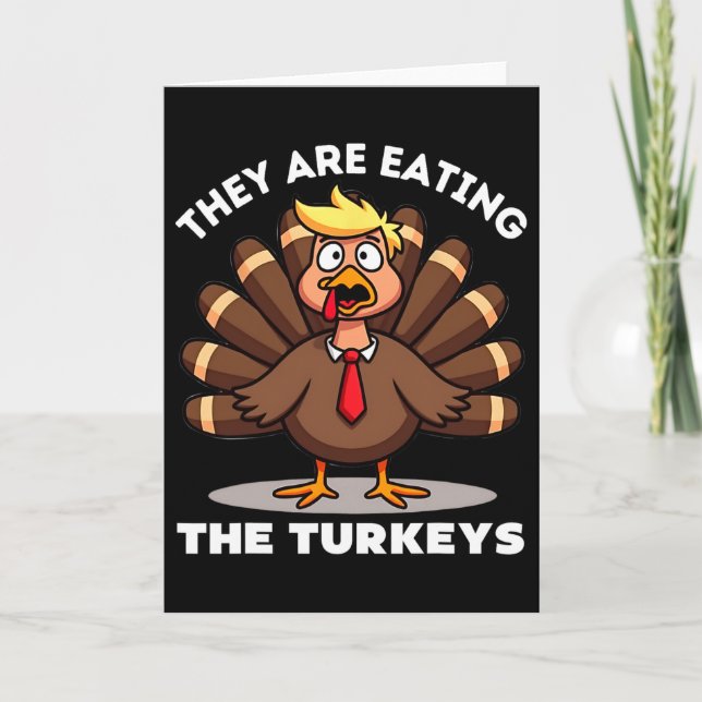 Carte Ils mangent la dinde de dinde Funny Thanksgivi (Devant)