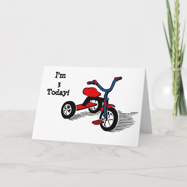 Carte I'm 3 Today Tricycle Birthday Card (Devant)