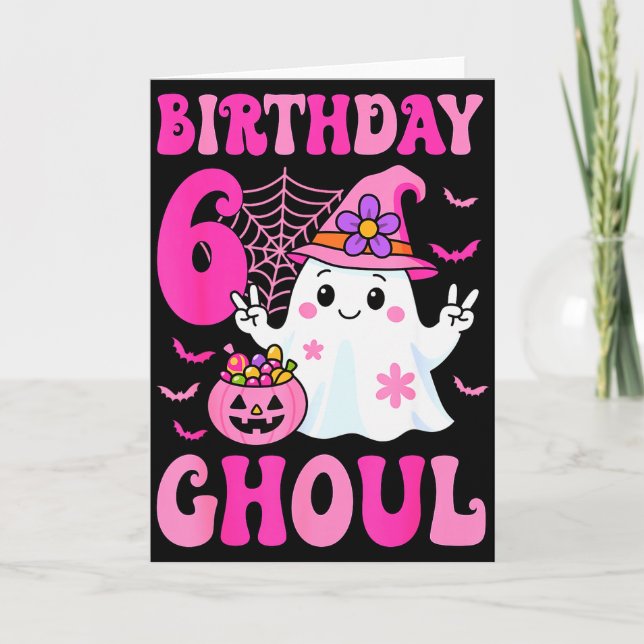 Carte I'm 6 Years Old Girls Cute Ghost It's My 6th Birth (Devant)