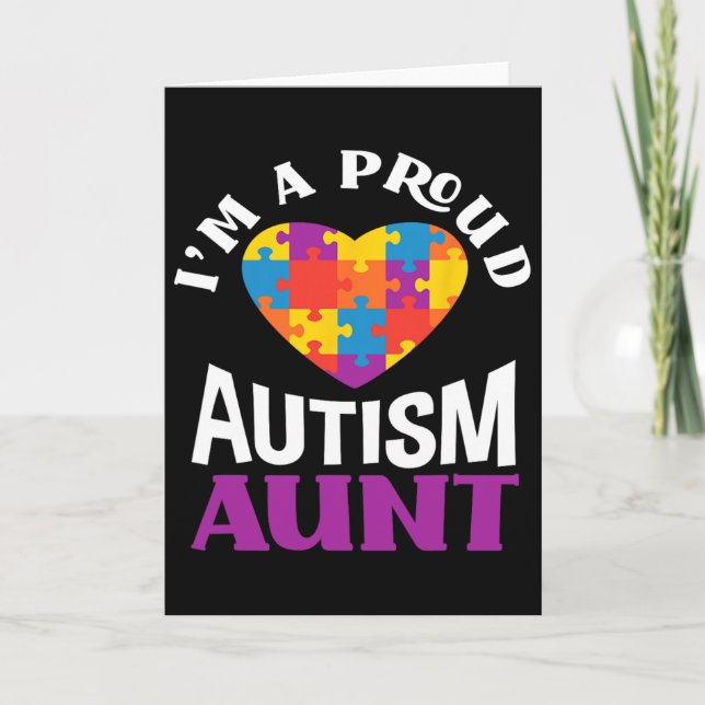 Carte I'm A Proud Autism Aunt Puzzle Heart Autism Awaren (Devant)