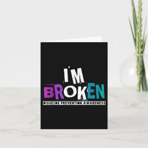 Carte Im Brossé Turquoise & Purple Ribbon Suicide Em