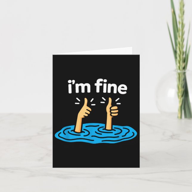 Carte I'm Fine Thumbs Up Two Like Hand Funny Sarcasm Hum (Devant)