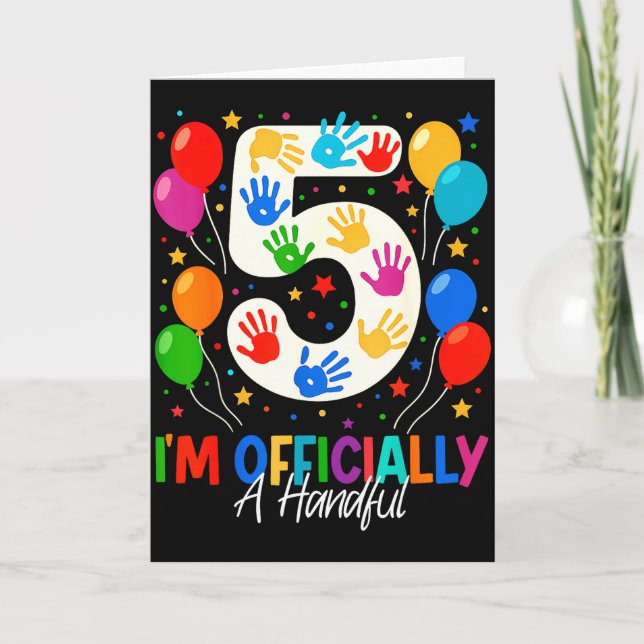 Carte Im Officially A Handful Five 5th Birthday Girls Bo (Devant)