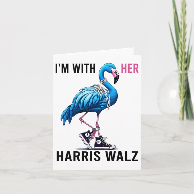 Carte I'm With Her Harris W Flamant rose Vote Blue (Devant)