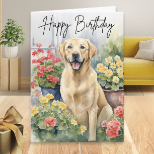 Carte Image de chien Labrador Retriever jaune pour anniv