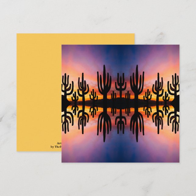 Carte Image du lever de soleil sur les cactus dans le pa (Devant / Derrière)