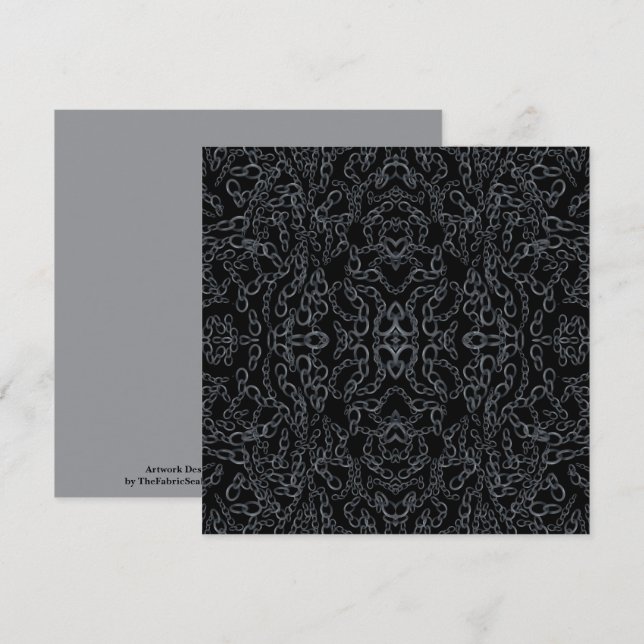Carte Image Miroir Abstraite Chaînée Grise Sur Fond Noir (Devant / Derrière)