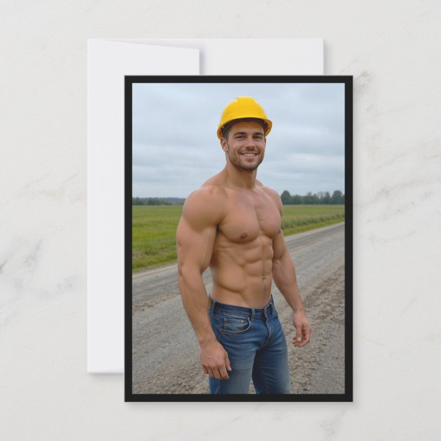 Carte Image N° 1 du Travailleur du Bâtiment Musclé (Devant)