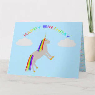 Carte Imaginaire Anniversaire Unicorne Arc en ciel et nu