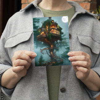 Carte Imaginaire Arbre Maison Art numérique plat