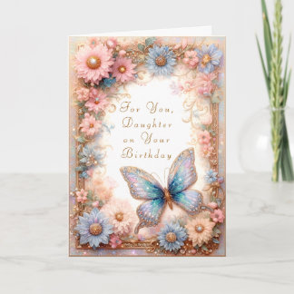 Carte Imaginaire Bleu Papillon Floral Card