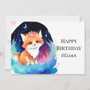 Carte Imaginaire Editable Fox Anniversaire