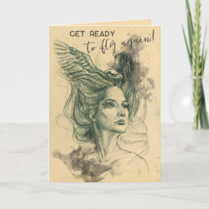 Carte Imaginaire Femme crâne d'oiseaux Ailes Surreal Art