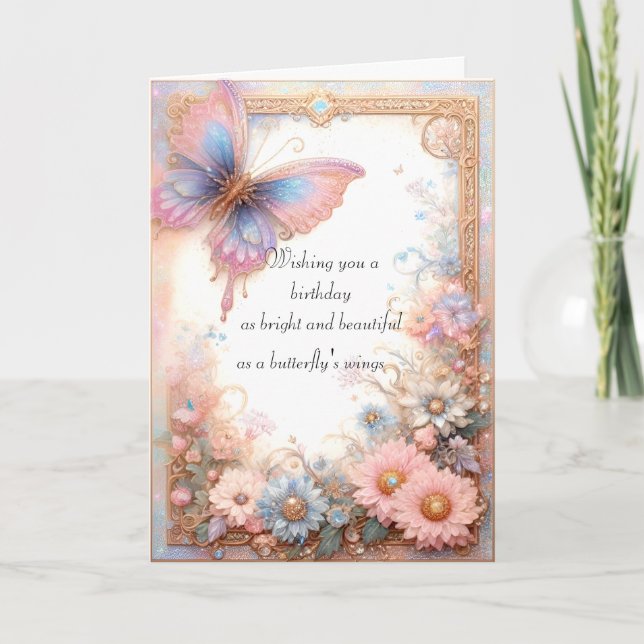 Carte Imaginaire Papillon rose (Devant)