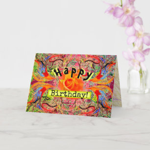 Carte Imaginaire victorien Rose orange personnalisable