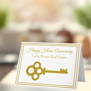 Carte Immobilier Happy Home Anniversaire Chic Gold Key