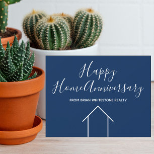 Carte Immobilier Joyeux Anniversaire Maison Simple Bleu