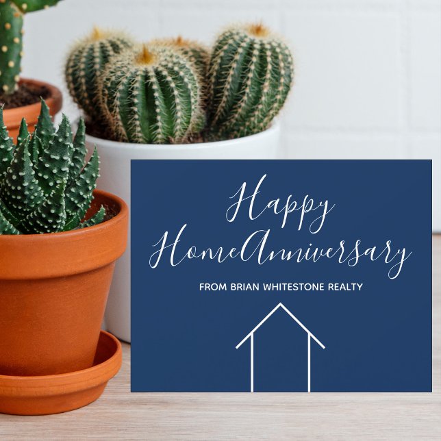 Carte Immobilier Joyeux Anniversaire Maison Simple Bleu (Créateur téléchargé)