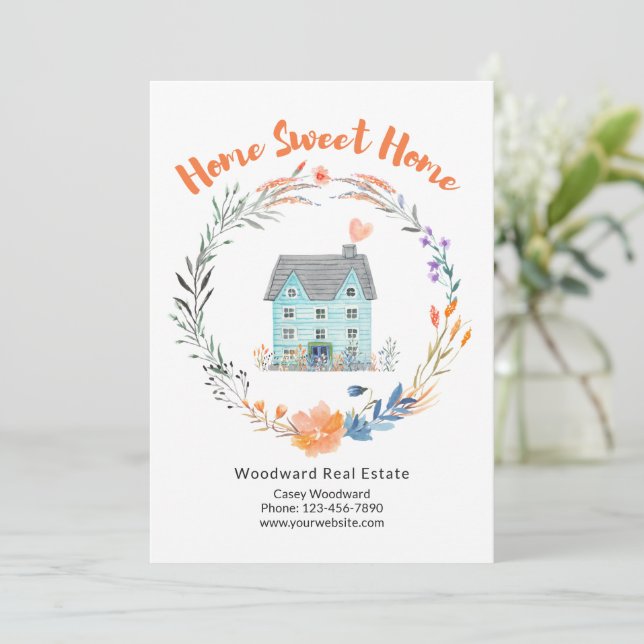 Carte Immobilier Maison Sweet Home Marketing coloré (Debout devant)