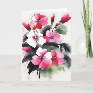Carte Impatiens - Fleurs aquarelles